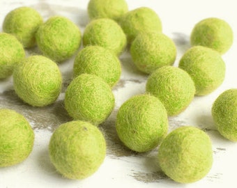 Lime Green Felt Balls x20. 2cm. Lime Green. Wool. Colourful beads. Mixed colours. Bulk. Party Decor.