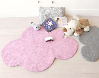 Felt CLOUD RUG LARGE, Felt Rug, <Soft Pink> Nursery Rug, Felted Rug, Kids Room Rug, Children decor, Wool Rug, Playmat