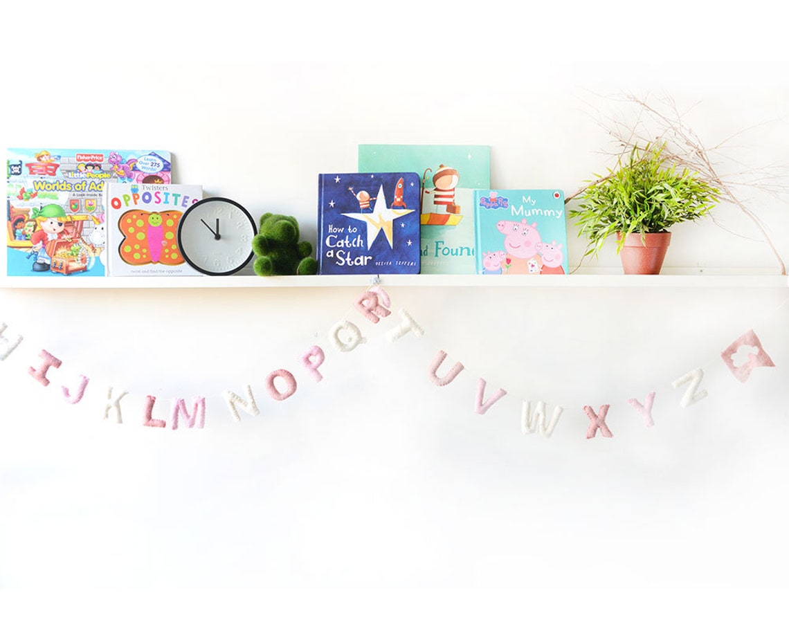 Pink ABC Garland. Alphabet Garland. Nursery Wall Decor. Etsy