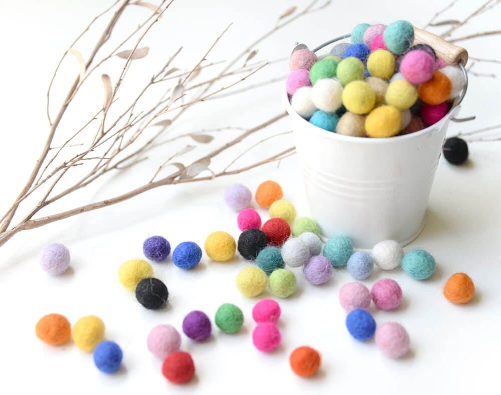 Felt Balls X300 Mixed Colours. 1cm to 1.5cm. Multicolour. Wool. Colourful  Beads. Bulk. Decor. Decoration. DIY 