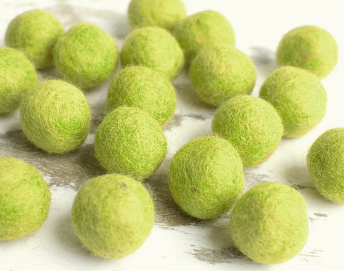 Felt Balls X20. 2.5cm LIME GREEN Felt Balls. Wool. 25mm Felt Etsy