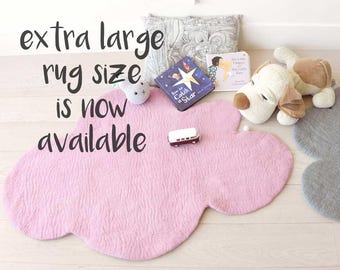 CLOUD RUG Extra LARGE, Felt Rug, <Soft Pink> Nursery Rug, Felted Rug, Kids Room Rug, Children decor, Wool Rug, Playmat, Kids Decor