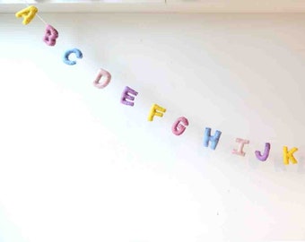 Pastel Alphabet Garland. ABC Garland. Nursery Wall Decor. Educational Toy. Room Decor. Kids Room. Felt Garland. Home Decor. Bunting.