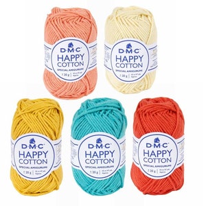 DMC Happy Cotton Yarn Bundle - Colores BRILLANTES, Hilo de punto de ganchillo, Hilo Amigurumi DIY Craft Supplies Cordón de hilo de costura