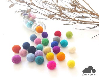 2cm Felt Balls x5 Mixed colours. Wool. Colourful. Multicoloured. Kids DIY Craft Beads. Supplies