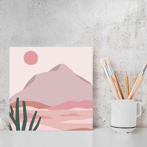 Paint By Numbers DIY Painting Kit, Landscape Abstract Nature Mountain Painting, Scandi Home Wall Decor Art Craft Starter Kit for Kids Adult