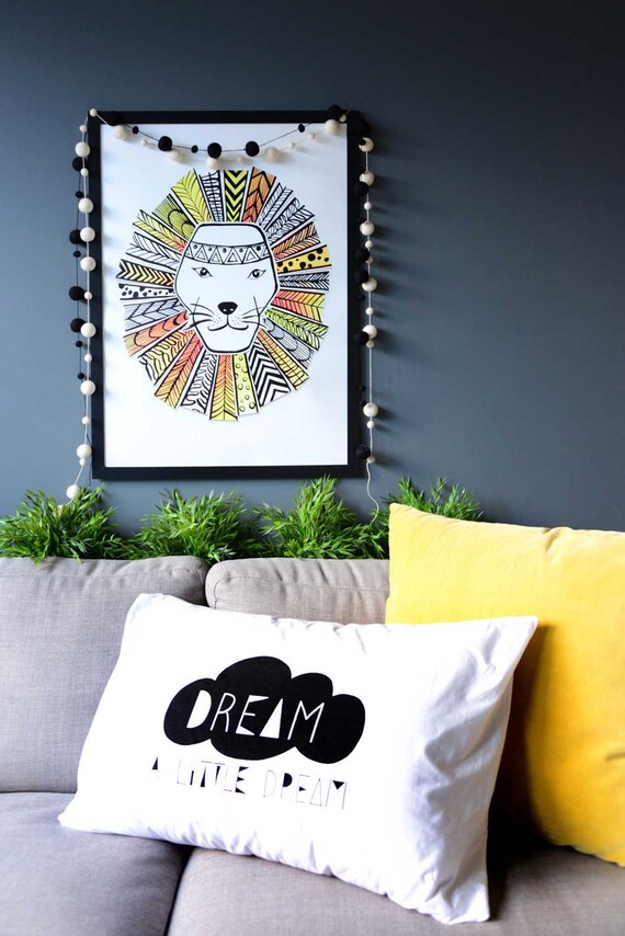 Lion Art Print A3 Poster Size Illustration Kids Art Etsy