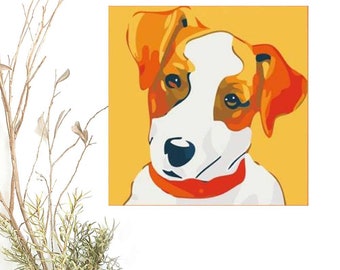 Paint By Number Dogs, DIY Painting Kit Animal DOG 2 for Kids Adult Beginners Art Craft Supplies Home Decor, Jack Russell