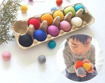 4cm Large Felt Balls Jumbo Montessori Sensory Play Counting Toy Wool Kids Decor Home Decor Craft Supplies Waldorf Steiner Inspired RAINBOW