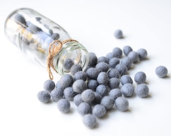 1cm GREY Felt Balls x50 Colour. 1cm to 1.5cm. Wool. Felt beads. Bulk. Wholesale Decor. Decoration. DIY