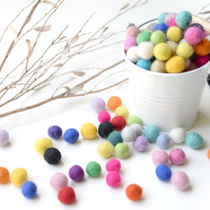 Felt Balls x100 Mixed Colours. 1cm to 1.5cm. Multicolour. Wool. Colourful beads. Bulk. Decor. Decoration. DIY image 1