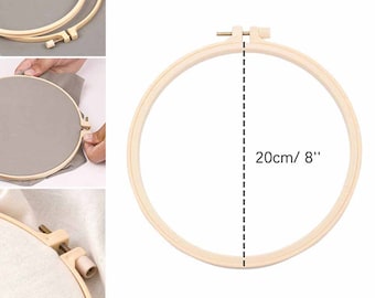 20cm Embroidery Hoop Bamboo Imitation Plastic, 8 Inch Cross Stitch DIY Frame Fabric Sewing Supplies