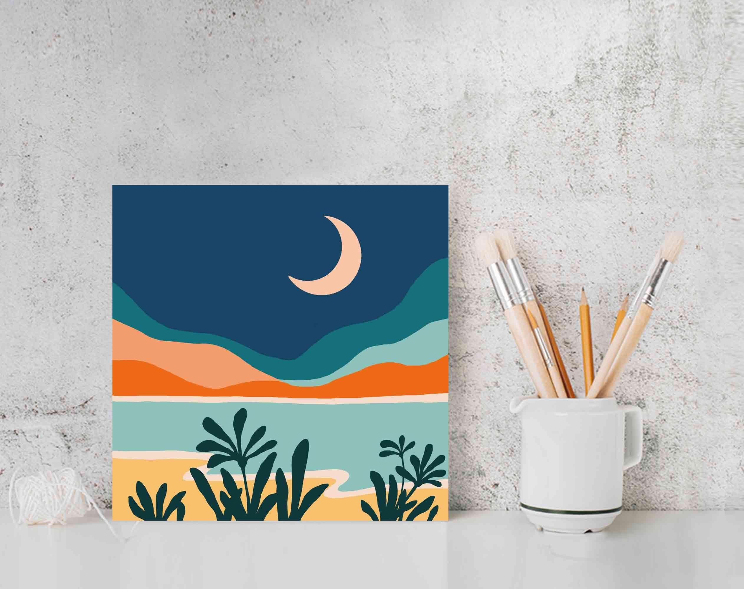 Paint By Numbers DIY Painting Kit, Abstract Landscape MOON Home Wall…