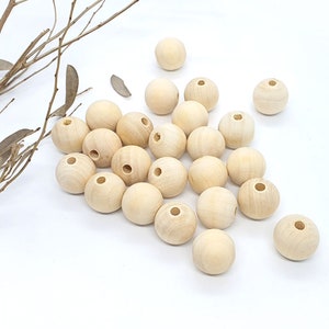 20mm Wooden Beads 10 / 20 Wood Natural Round DIY Craft Jewellery Spacer Findings