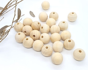 20mm Wooden Beads 10 / 20 / 50 / 100 Wood Natural Round DIY Craft Jewellery Spacer Findings