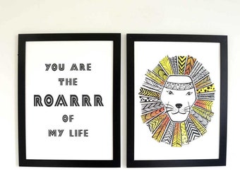 Mr.Lion & Roar Art print < A4 >, Kids Art Print, Kids Room decor, Nursery, Baby, Wall Art, Poster, Boys Room Decor