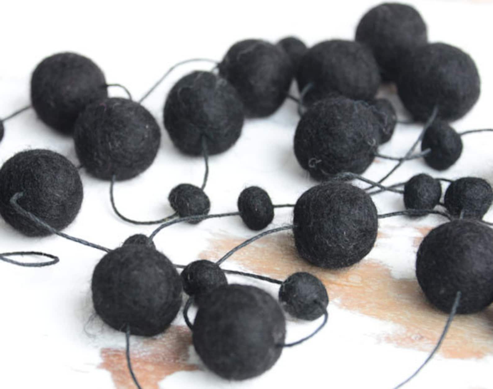 Black Felt Ball Garland. 2M Black Garland Decor. Party Etsy