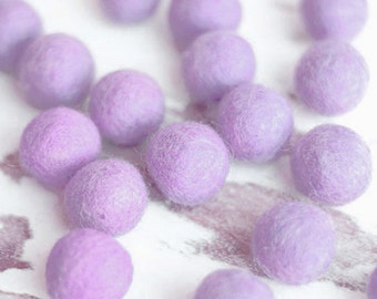 Purple Felt Balls x20. 2.5cm. Wool. Mixed colours. Bulk. Party Decor. Purple beads supplies.  25mm felted balls