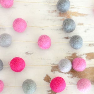 Pink Felt Ball Garland. Nursery Decor. Felt Balls. Wedding Decorations. Girls. Kids Room Decor. Home Decor. image 3