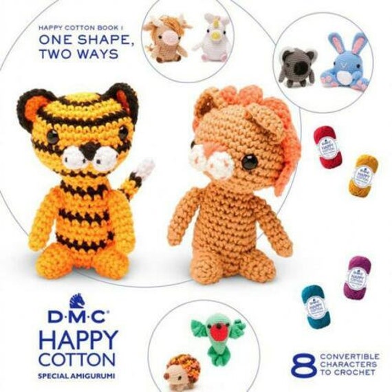 Amigurumi Pattern Book 1, DIY Crochet Book With Instructions, DMC Crochet  Animals Doll Knitting Project, Happy Cotton Book 