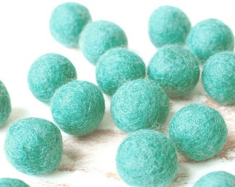 Mint Felt Balls x20. 2.5cm. Wool.  25mm beads. Mixed colours. Bulk. Party Decor.