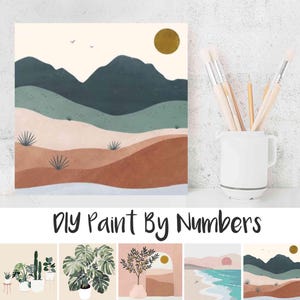 Paint By Numbers DIY Painting Kit, Landscape Abstract Sunrise Nature 1 Home Wall Decor Art Craft Supplies Starter Kit for Kids Adult