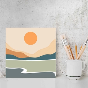 Paint By Numbers DIY Painting Kit, Nature Landscape ABSTRACT SUNRISE 20x20 Framed Home Wall Decor Art Craft Supplies Starter for Kids Adult