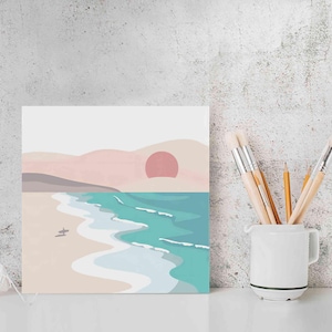 Paint By Numbers DIY Painting Kit, Sunrise at the BEACH, Landscape Abstract Nature Home Decor Art Craft Supplies Starter Kit for Kids Adult