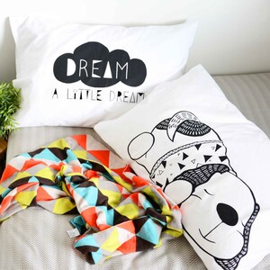 Dream A Little Dream Pillowcase Black, Kids Pillowcases, Pillow, Pillow case, Kids room, Bedding, Nursery, Children image 3