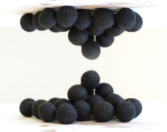 Felt Balls x20. 2.5cm BLACK Felt Balls. Wool. Felt Balls Supplier. Wholesale.  25mm Black Felt Ball. Felted Ball