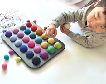 4cm Large Felt Balls Montessori Sensory Play Counting Toy Wool Kids Decor Home Craft Supplies Waldorf Steiner Inspired RAINBOW Jumbo 25