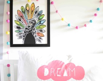 PEACOCK Art Print < A4 > Illustration, Kids Art Print, Kids Room decor, Nursery, Baby, Wall Art, Poster, Girls Room Decor