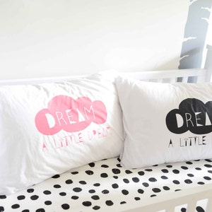 Dream A Little Dream Pillowcase Black, Kids Pillowcases, Pillow, Pillow case, Kids room, Bedding, Nursery, Children image 5