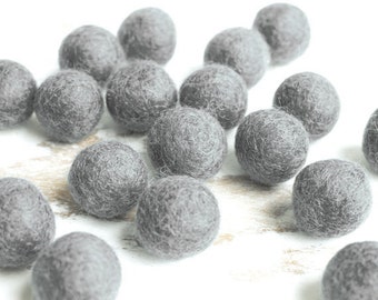 Grey Felt Balls x20. 2cm. Wool. Colourful beads. Mixed colours. Bulk. Party Decor.