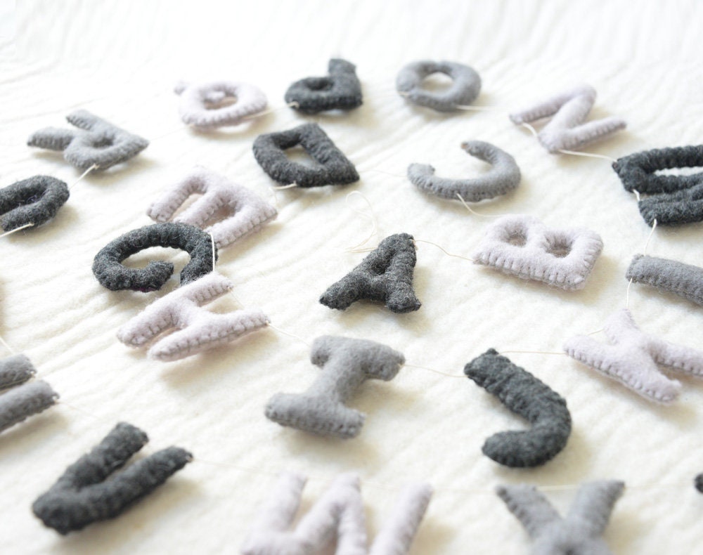 Grey ABC Garland. Alphabet Garland. Nursery Wall Decor. Etsy UK