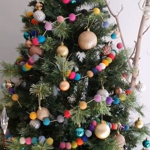 Christmas Garland Felt Ball. Party Decor. 35 Balls 2 METRES. Wedding Decorations. Colourful Kids Room Decor. Home Decor. Mixed Multi Colour