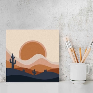 Paint By Numbers DIY Painting Kit, Landscape Abstract Sunrise Nature 3 Home Wall Decor Art Craft Supplies Starter Kit for Kids Adult