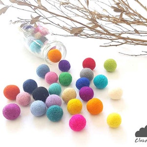 Felt Balls x50 Mix Colours. 2.5cm. Wool. Colourful. Multicoloured. Bulk. 25mm. Multi-colour. Mixed Colour Felt Balls image 1