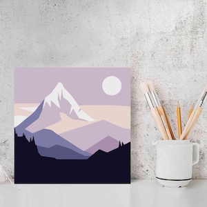 Paint By Numbers DIY Painting Kit, Nature Abstract Landscape, MOON MOUNTAIN Painting, Home Wall Decor Art Craft Starter Kit for Kids Adult