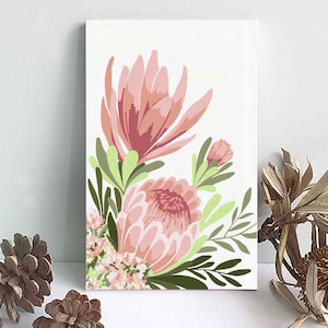 Paint By Numbers, Flower Floral Adult Painting Kit, NATIVE PROTEA Abstract DIY Wall Art, Plant Botanical, Paint Party Craft kit Gift for her