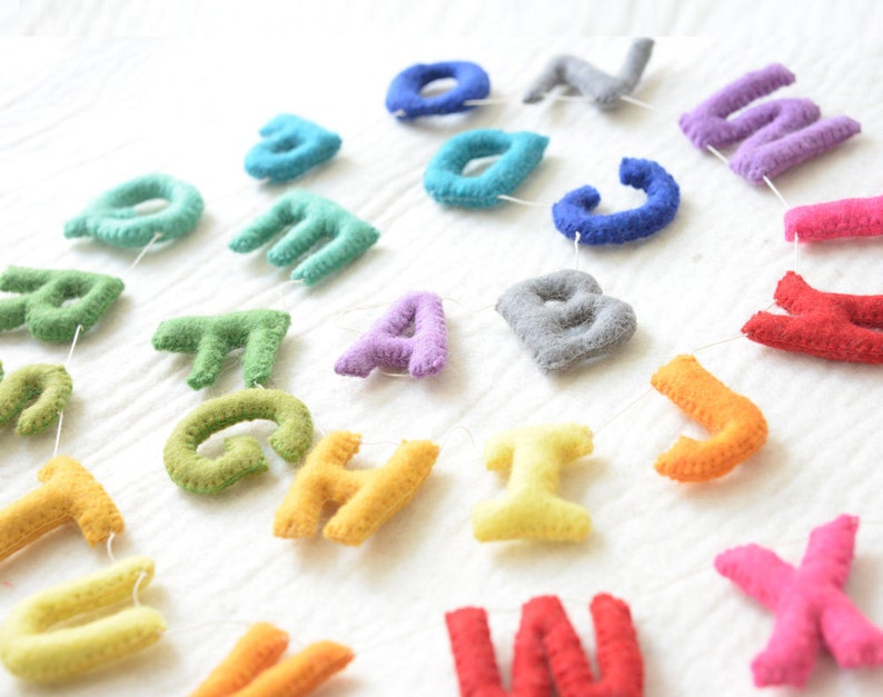 Rainbow ABC Garland. Alphabet Garland. Nursery Wall Decor. Educational Toy.Room Decor. Kids Room.Felt Garland. Bunting Montessori Home Decor image 6