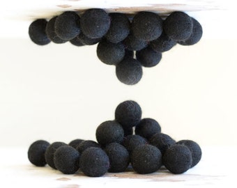 Black Felt Balls x20. 2cm Felt Balls. Wool. Felt Ball Supplier. Wholesale. Black. Beads. Black Felt Ball Decor. Felted Balls.