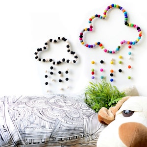 Cloud Mobile. COLOURFUL RAINBOW MOBILE. Baby Nursery Mobile. Kids room. Baby decor. Children room Homewares Gift. Felt balls
