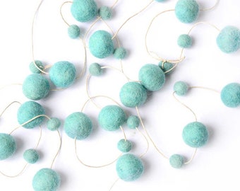 MINT BLUE Felt Ball Garland. Boys Girls Room Decor. 2 or 3 metres. Boys Girls Nursery Decor. Kids Room. Pom Pom Garland. Home Decor.