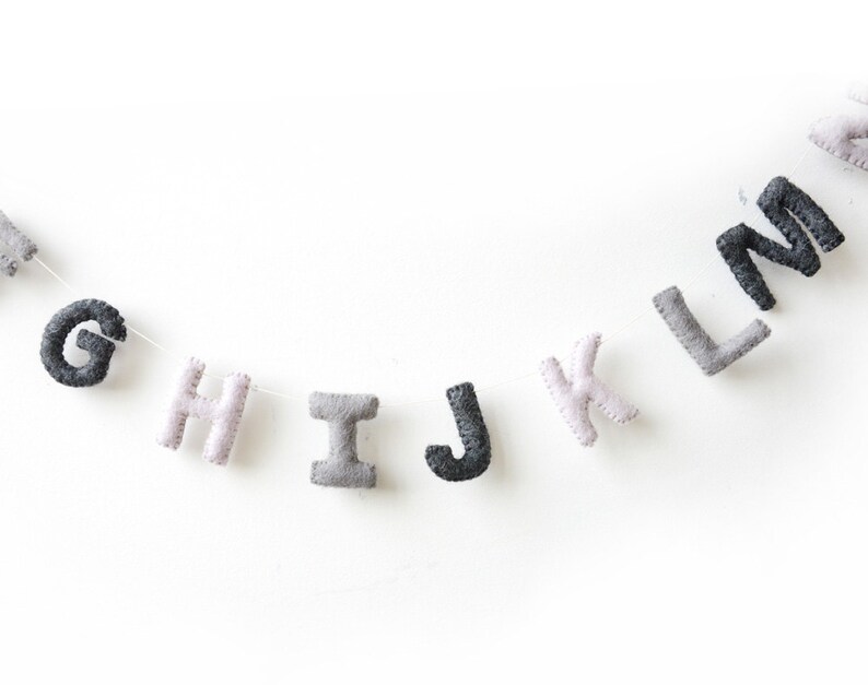 Grey ABC Garland. Alphabet Garland. Nursery Wall Decor. Etsy