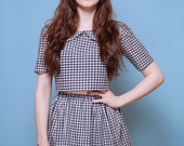 60s style Check Gingham Co-Ord // Peterpan Collar Two Piece Matching Set // Skirt and Crop Top