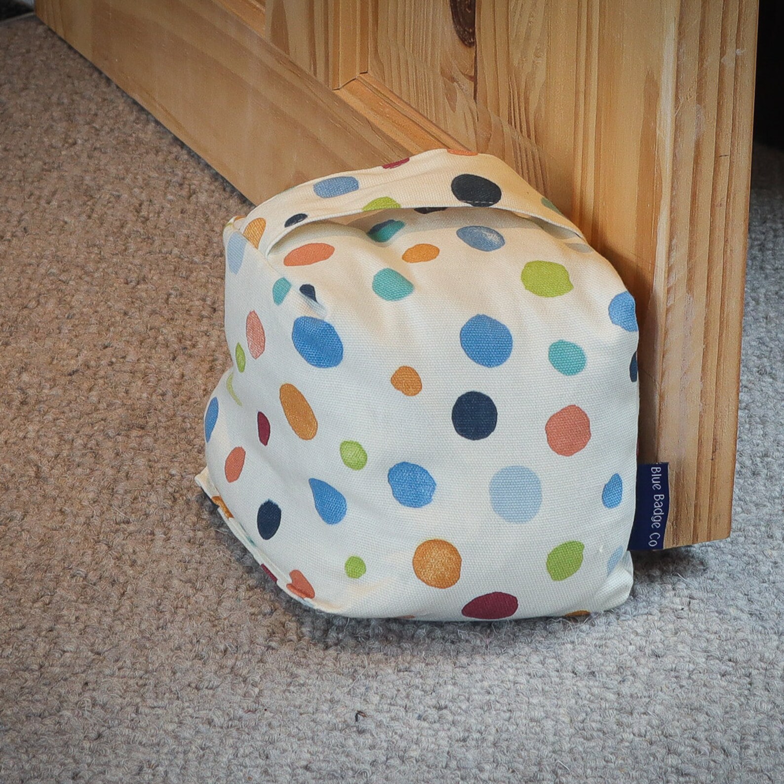 Fabric Door Stop in Multi Spots Cotton Naturally Filled Etsy