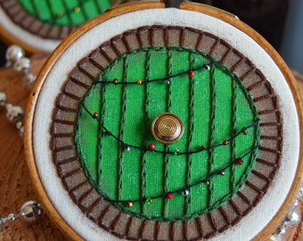 Hobbit Embroidery, Hobbit Door, Lord of the Rings Christmas Embroidery, Christmas Tree Decoration, Christmas Ornament, The Shire Embroidery