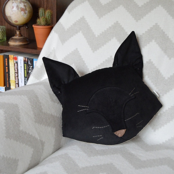 Cat Cushion, Cat Pillow, Black Cat, Cat Lover, Cat Gift, Sleeping Cat, Cat Decor, Cute Cat, Plush Cat, Decorative Cat, Animal Lover Gift