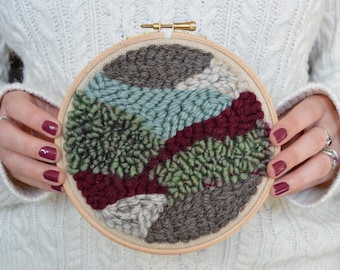 Punch Needle Embroidery Hoop, Abstract Embroidery, Rug Hooking, Modern Embroidery, Punch Needle Hoop Art, Wall Hanging, Fibre Art